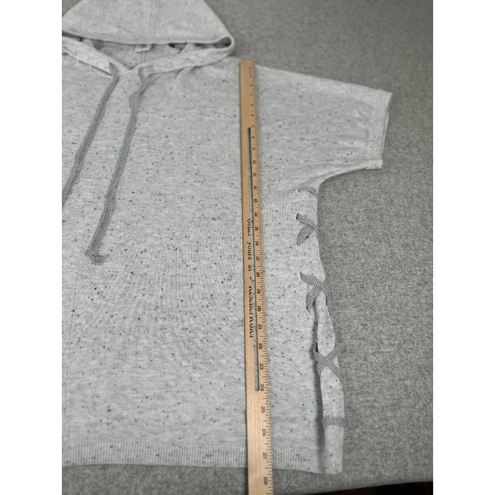 Cabi Small Womens Sweater Hooded Oversized Gray Long Dolman‎ Short Sleeve